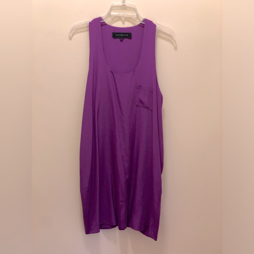 Alexander Wang Silk Purple Racer Back Midi Dress Tunic size Large